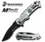 USMC Marine Leatherneck Assisted Opening Folding Rescue Knife with 3.25" Clip Style Semi-Serrated Blade - Silver