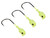 Mustad Bullet Head 1/4 OZ 1X Strong 2XL - Pack of 3 (Color: Glow Green UV with Red Eyes / Size 3/0)