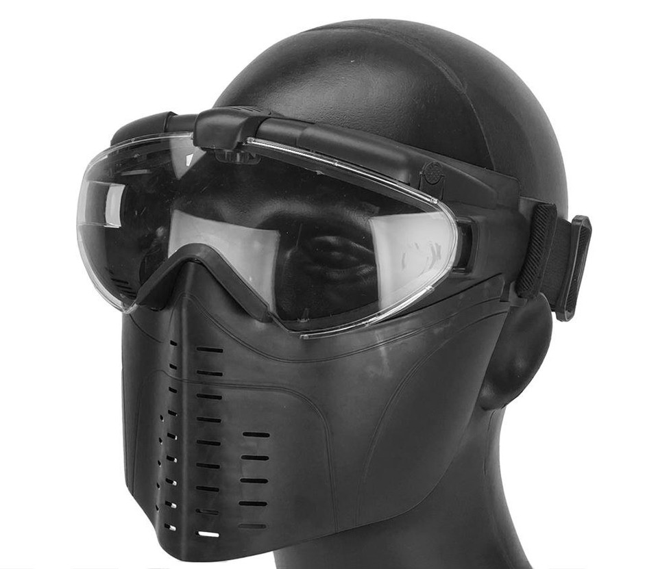 ProGoggle Airsoft Full Face Mask w/ Integrated Fan Black Hero Outdoors