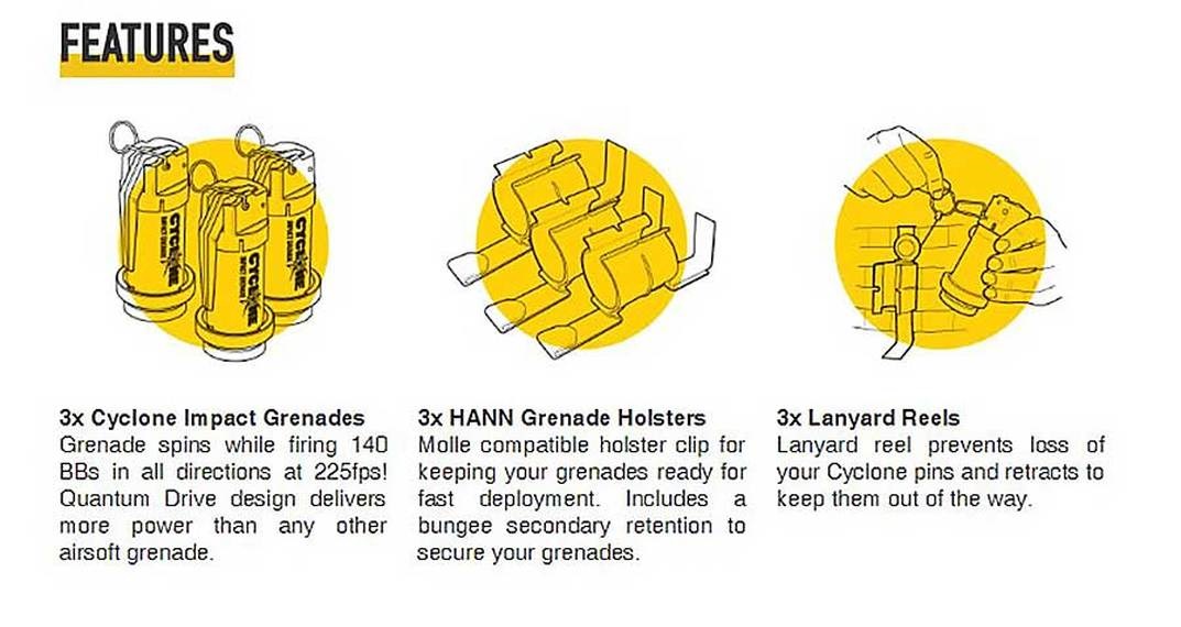 Airsoft Innovations Cyclone Impact Airsoft Grenade - 3 Pack