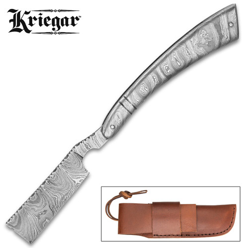 Kriegar Razor Kriegar Gentleman’s Damascus Pocket Razor Knife w/Sheath - Hero Outdoors