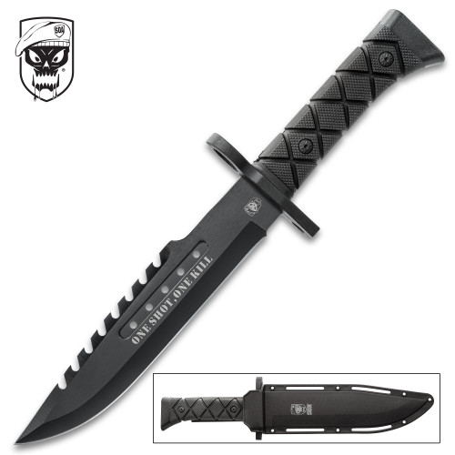 SOA One Shot, One Kill Night OPS Knife And Sheath - Hero Outdoors