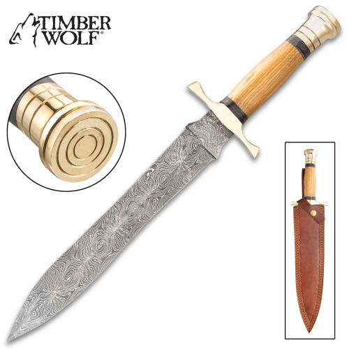 Timber Wolf Emerald Stripe Bowie Knife And Sheath