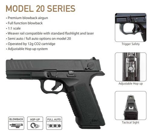 KWC Glock 18C Select Fire CO2 Powered Airsoft GBB Pistol - Hero
