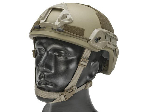 Mich 2001 Helmet w/ NVG Mount Side Rail for Airsoft Tan Hero