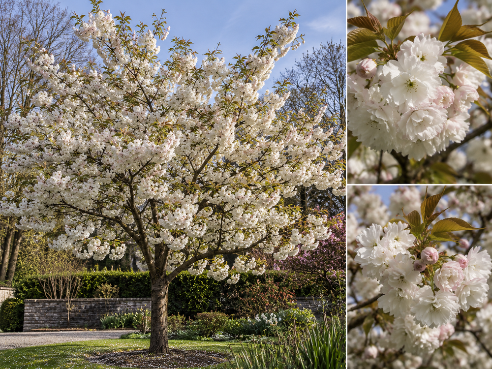 Prunus Blushing Bride Cherry Blossom Tree 6ft XL Pink White Flowering Tree 7.5L Pot By Direct Plants