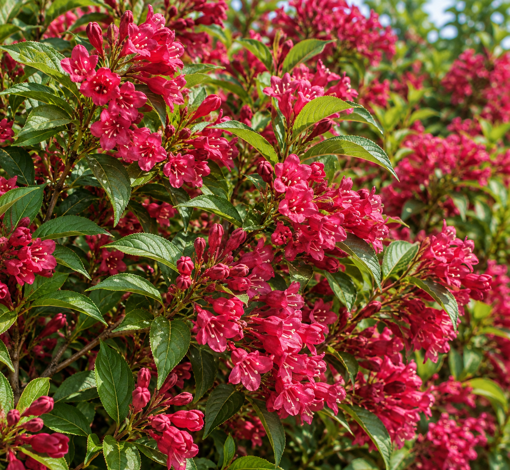 Weigela Bristol Ruby 40-50cm XL Red Flowering Shrub 5L Pot – Instant Gardening By Direct Plants