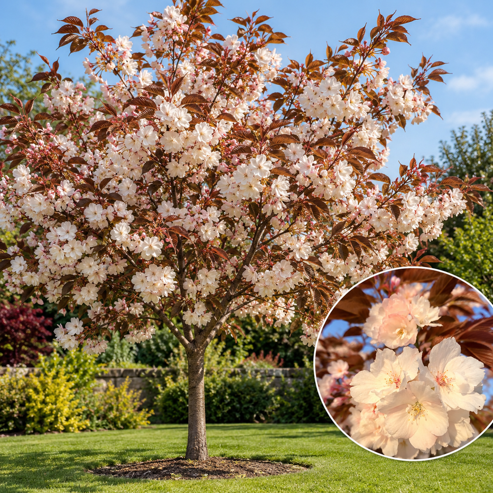 Prunus Fragrant Cloud Cherry Blossom Tree 6ft XL Fragrant Pink Flowering Tree By Direct Plants