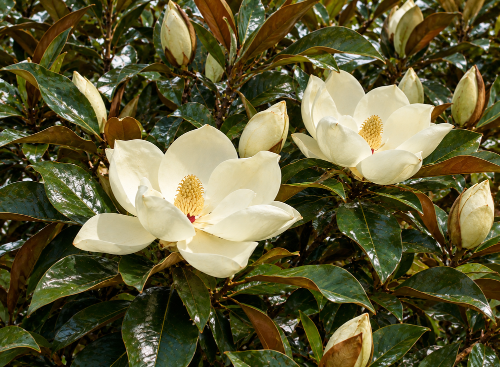 Magnolia Grandiflora Large Evergreen Magnolia Tree 4ft | Fragrant White Flowers | Instant Gardening | 3L Pot By Direct Plants