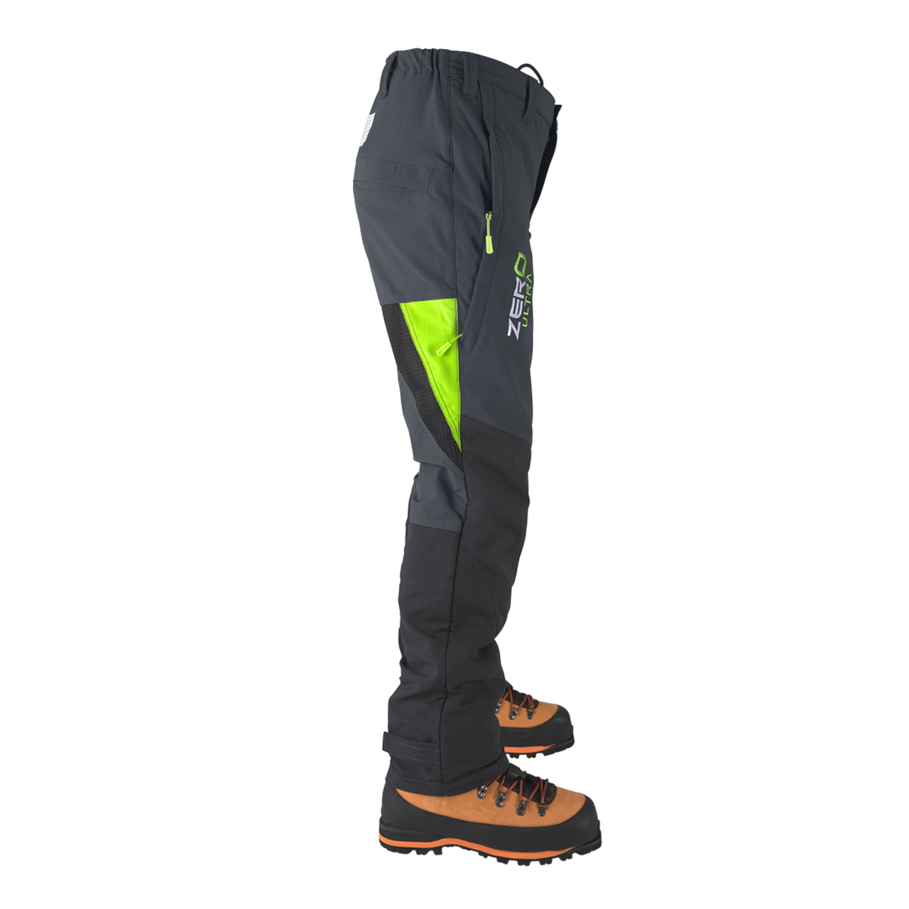 Clogger Grey/Green Zero Chainsaw Pants Left Side View