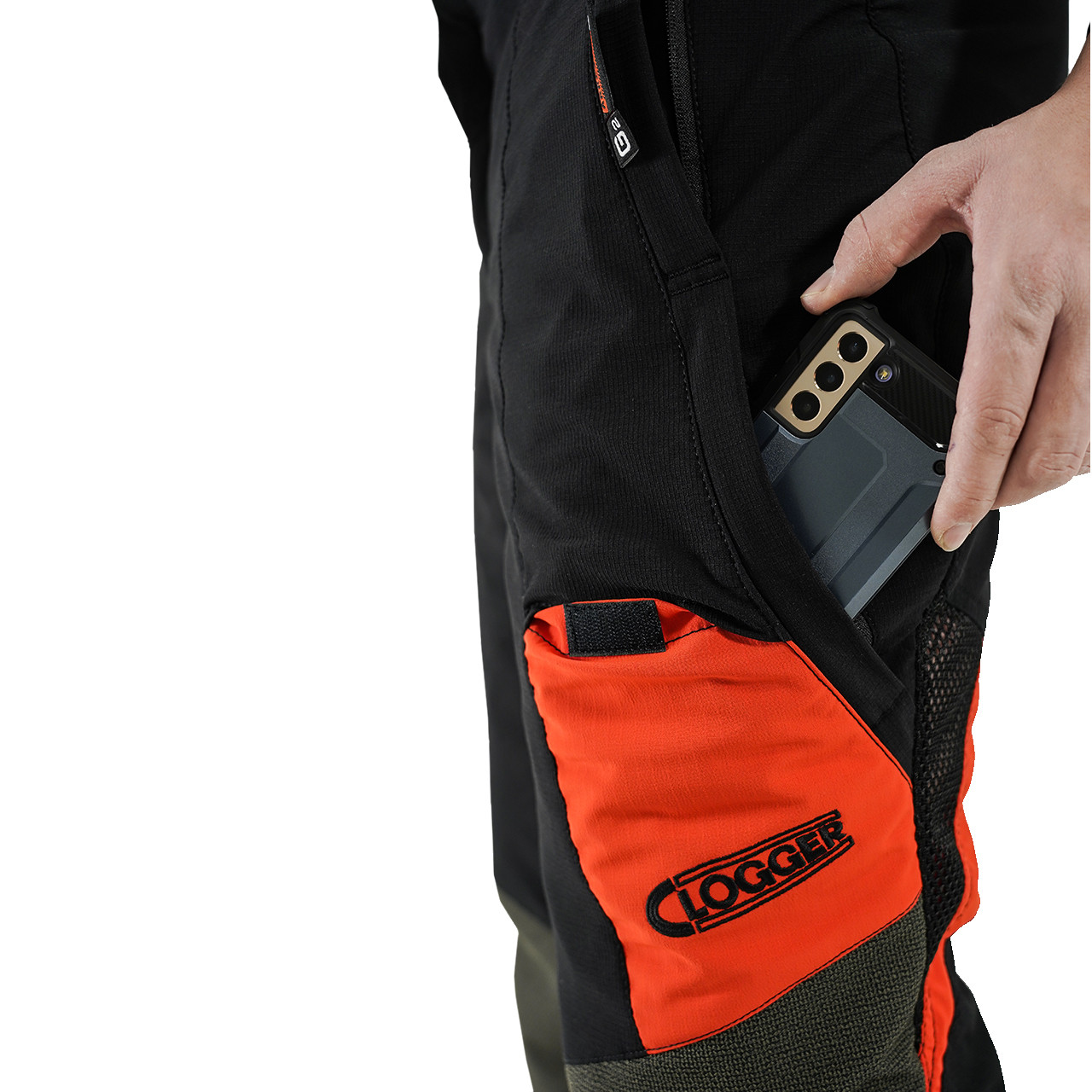 Clogger Black-Red Zero Men's Chainsaw Trouser Zoom Phone Pocket