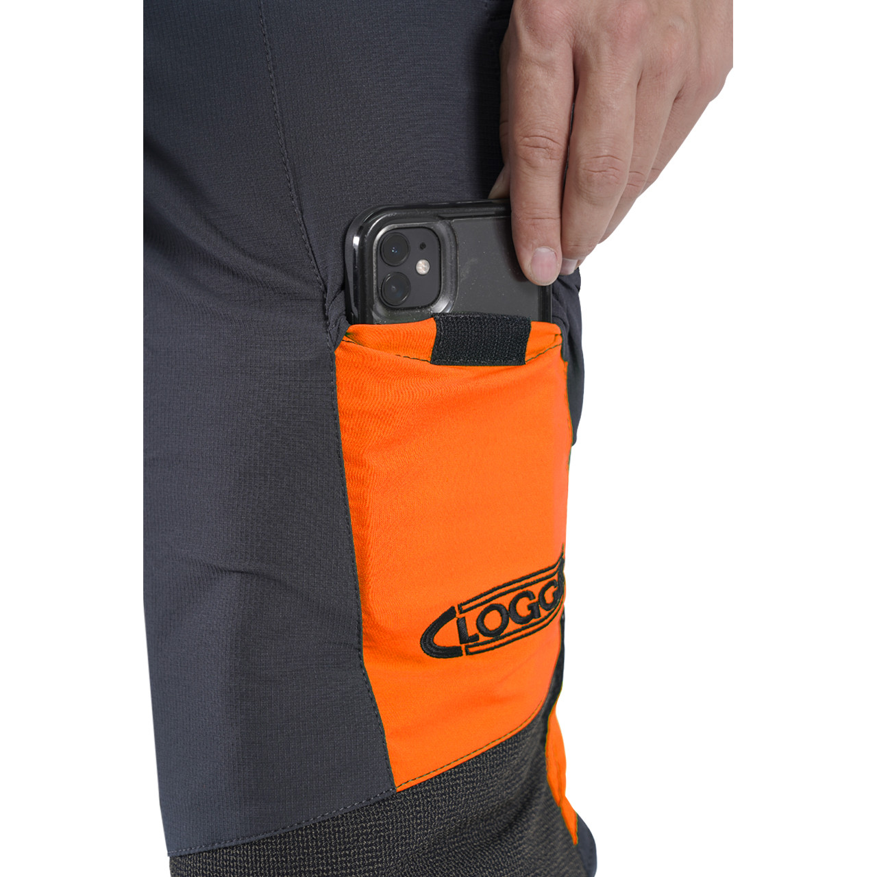 Clogger Zero Chainsaw Pants Orange Flash Cell Pocket