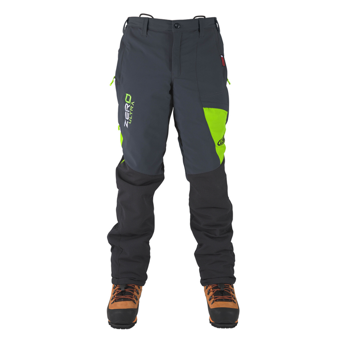 Clogger Grey/Green Zero Chainsaw Trousers Front View