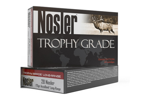 Nosler Trophy Grade .28 Nosler Ammunition 20 Rounds 175 Grain AccuBond Long Range Projectile 3125fps 60155