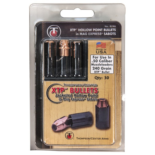 Thompson/Center Mag Express 50 Caliber Sabot with 240 Grain Hornady XTP Bullet 30 Pack 17008246