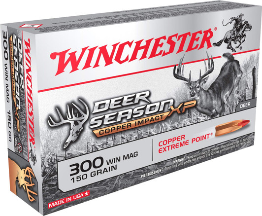 Winchester Deer Season XP Copper Impact .300 WSM Ammunition 20 Rounds 150 Grain Lead Free Solid Copper Polymer Tip 3200fps X300SCLF