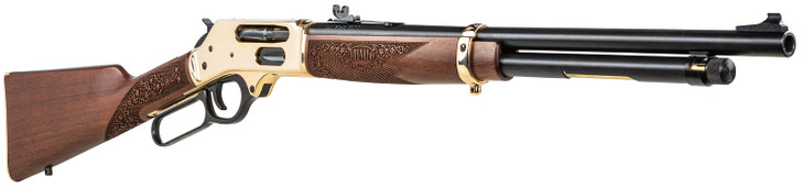 Henry Repeating Arms Side Gate Lever Action 30-30 Winchester 20" Blued Barrel Polished Brass Receiver American Walnut Stock 5RD H024-3030