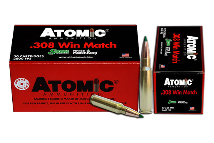 Atomic Tactical Law Enforcement Ammunition 308 Winchester 175 Grain Sierra  Tipped MatchKing (TMK) Box of 50 00464