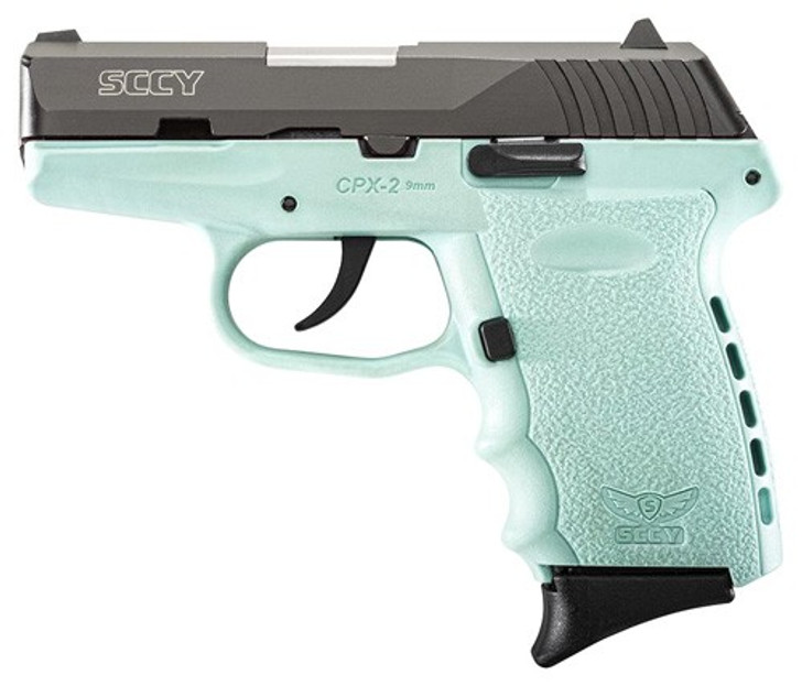 SCCY CPX-2 Double Action 9mm 3.1" Barrel 10+1 Rounds Black Slide Robin Egg Blue Polymer Grip CPX-2CBSB