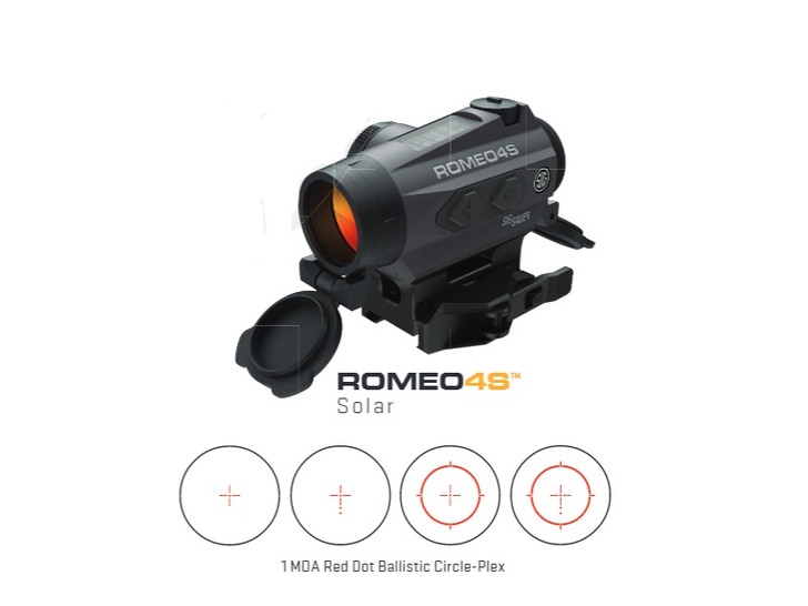 Sig Sauer Romeo4S 1x20MM 1 MOA Ballistic Circle Plex Red Dot Sight Solar/CR2032 Battery Powered SOR43022
