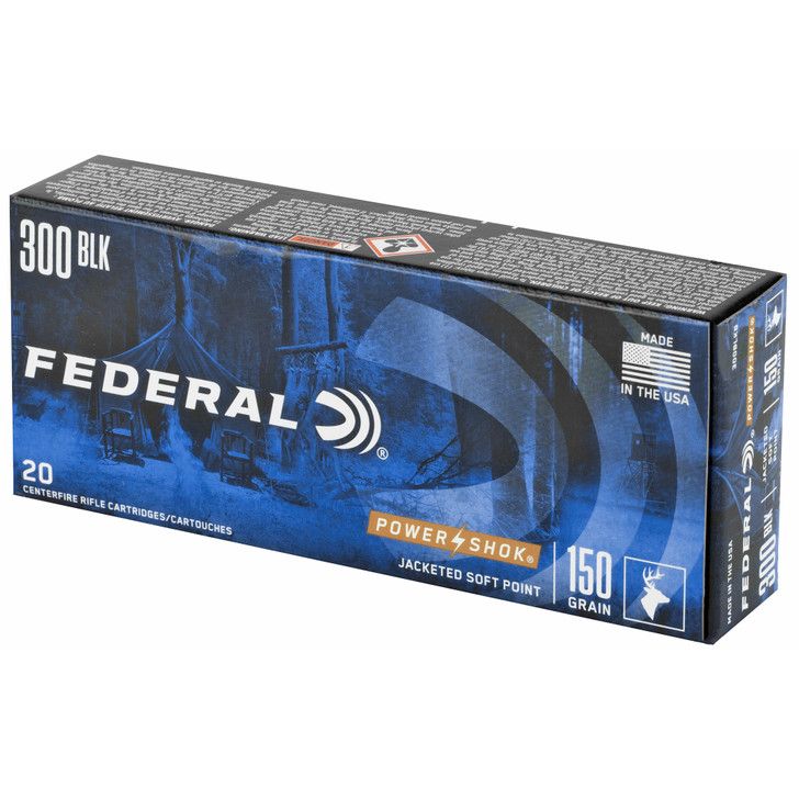 Federal Power-Shok 150 gr Jacketed Soft Point .300 Blackout Ammo, 20/box 300BLKB