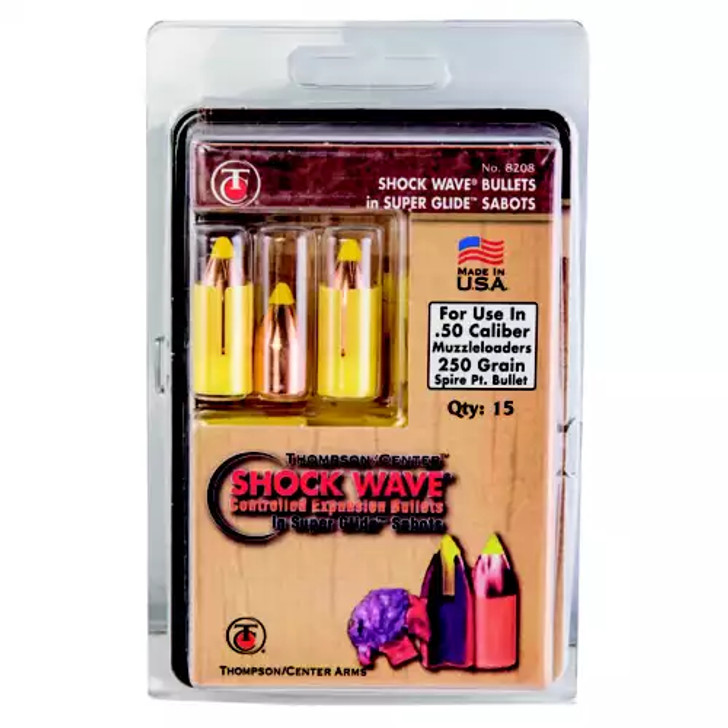 Thompson/Center Arms .50 Caliber Shockwave Saboted Black Powder Bullets 250 Grain 15 Count 17008208