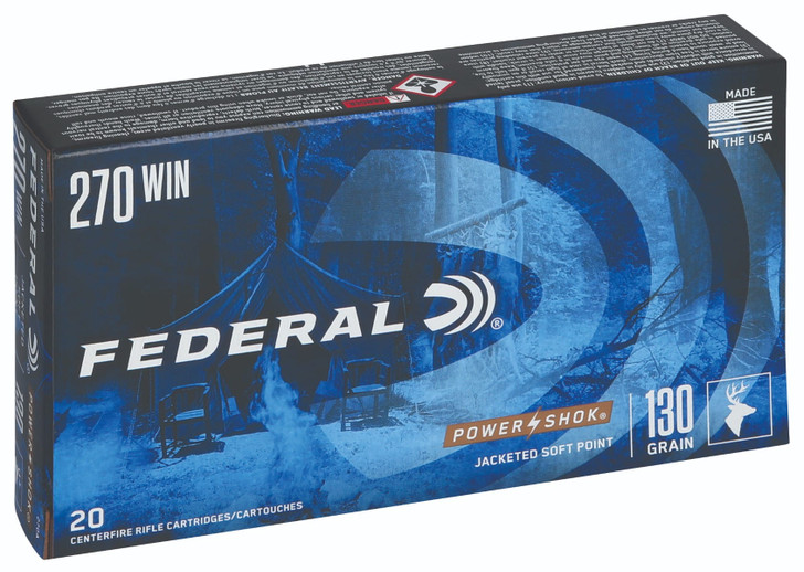 Federal Power-Shok .270 Win 130 Grain Soft Point 20 Round Box 270A