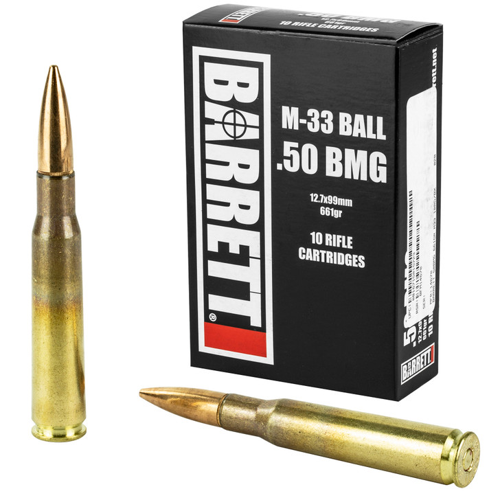 Barrett 50BMG Headstamp 661GR M33 Ball Full Metal Jacket 10 Rounds 14670