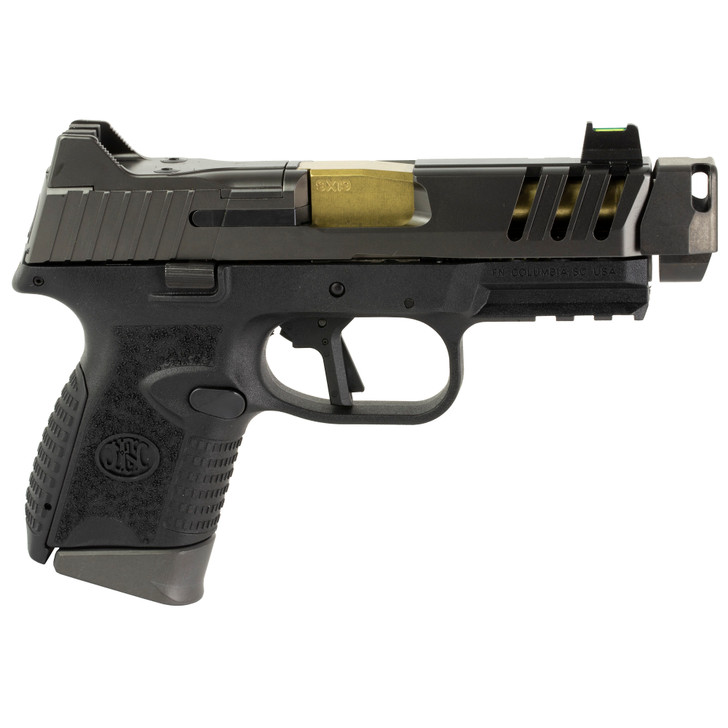 FN 509 CC Edge 9mm Pistol Striker Fired Semi-auto Full Size 4.2" Gold Titanium Barrel Graphite PVD Finish Auto Indexing Compensator (1)12Rd and (2)15rd Magazines 66-101347