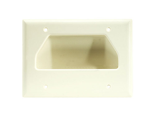 3 Gang Recessed Low Voltage Plate-White - 4005