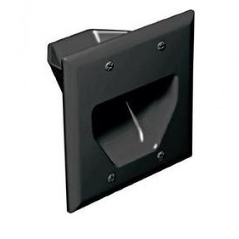 2 Gang Recessed Cable Plate, Black - 45-0002-BK