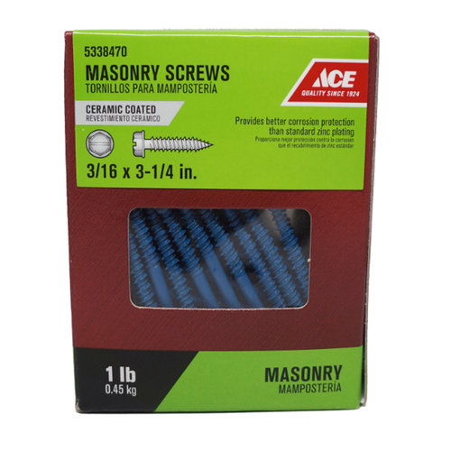 3" Ceramic Steel Masonry Screws - (60 Pack)