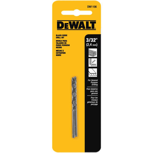 3/32" Black Oxide Drill Bit, 2 Pack - DW1106