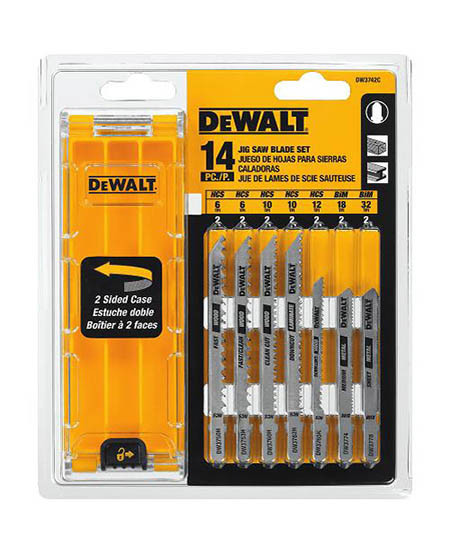 14 PC T-SHANK JIG SAW BLADE SET W/CASE - DW3742C