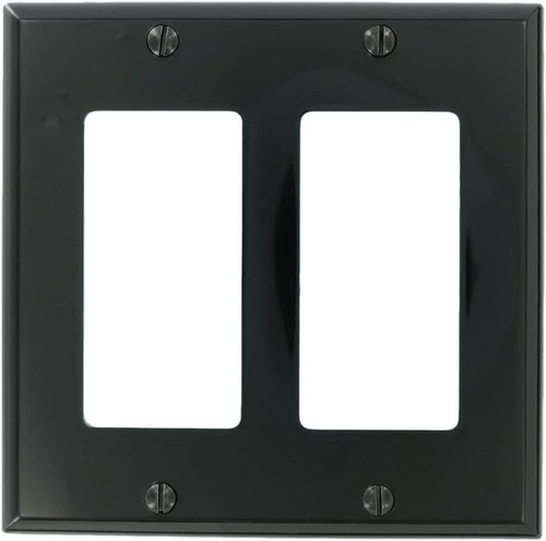 2-Gang Decora/GFCI Device Decora Wallplate/Faceplate, Standard Size, Thermoplastic Nylon, Device Mount, - Black