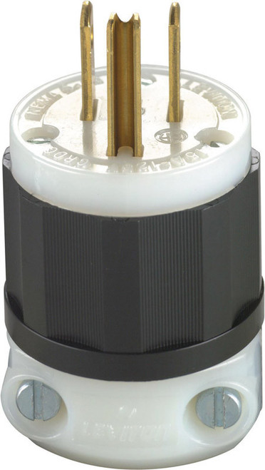 Straight Blade Plug, 15 Amp, 125 Volt, Industrial Grade - Black & White
