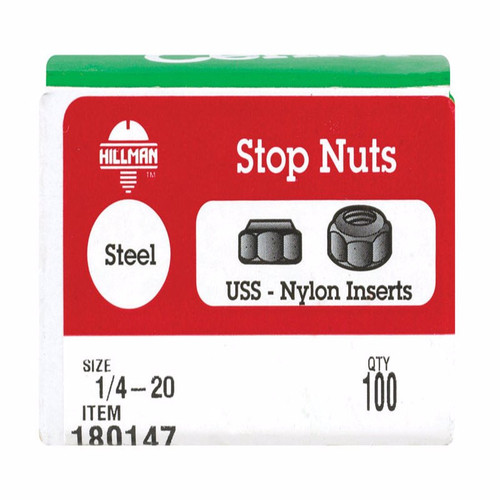 Zinc-Plated Steel USS Nylon Lock Nut 100 pk