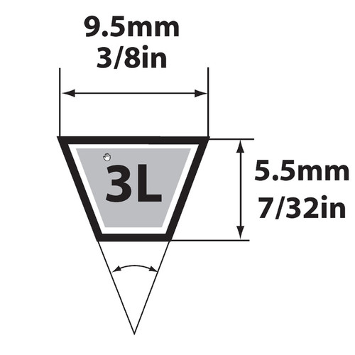 3L180 Standard General Utility V-Belt 0.38 in. W X 18 in. L For Fractional Horsepower