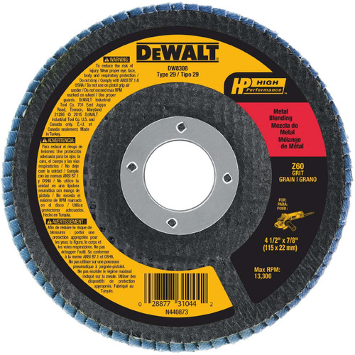 4-1/2 in. D X 7/8 in. Zirconia Type 29 Flap Disc 60 Grit