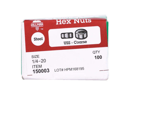 1/4 in. Zinc-Plated Steel USS Hex Nut - 100 Pack
