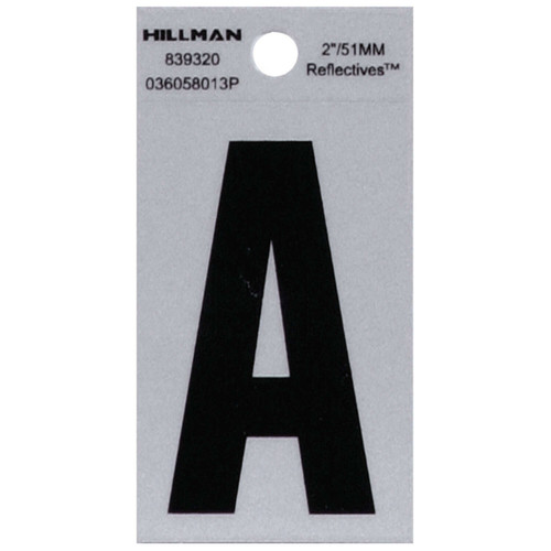 2 in. Reflective Black Vinyl  Self-Adhesive Letter A