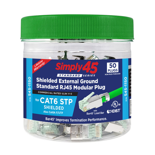 Cat6/A Shielded 8x8 RJ45 Connector 50pk