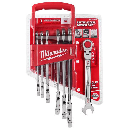 144-Position Flex-Head Ratcheting Combination Wrench Set SAE (7-Piece)