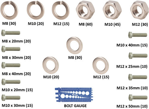 Large Dia. A4 Hex Head Cap Screw, Nut and Washer Assortment - 400 Piece