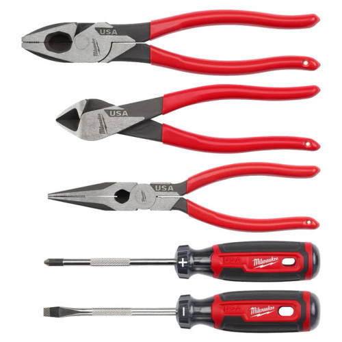 5PC Dipped Grip Cutting Pliers & Cushion Grip Screwdrivers Set