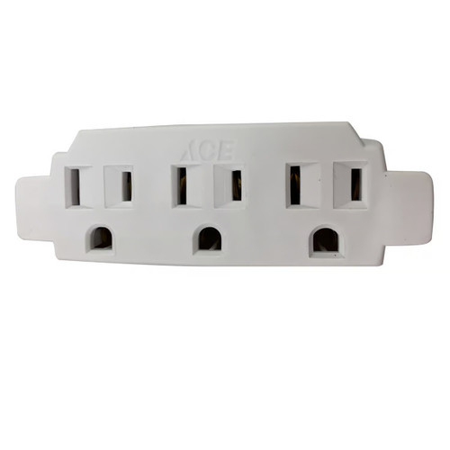 Grounded 3 Outlet Power Adapter - White