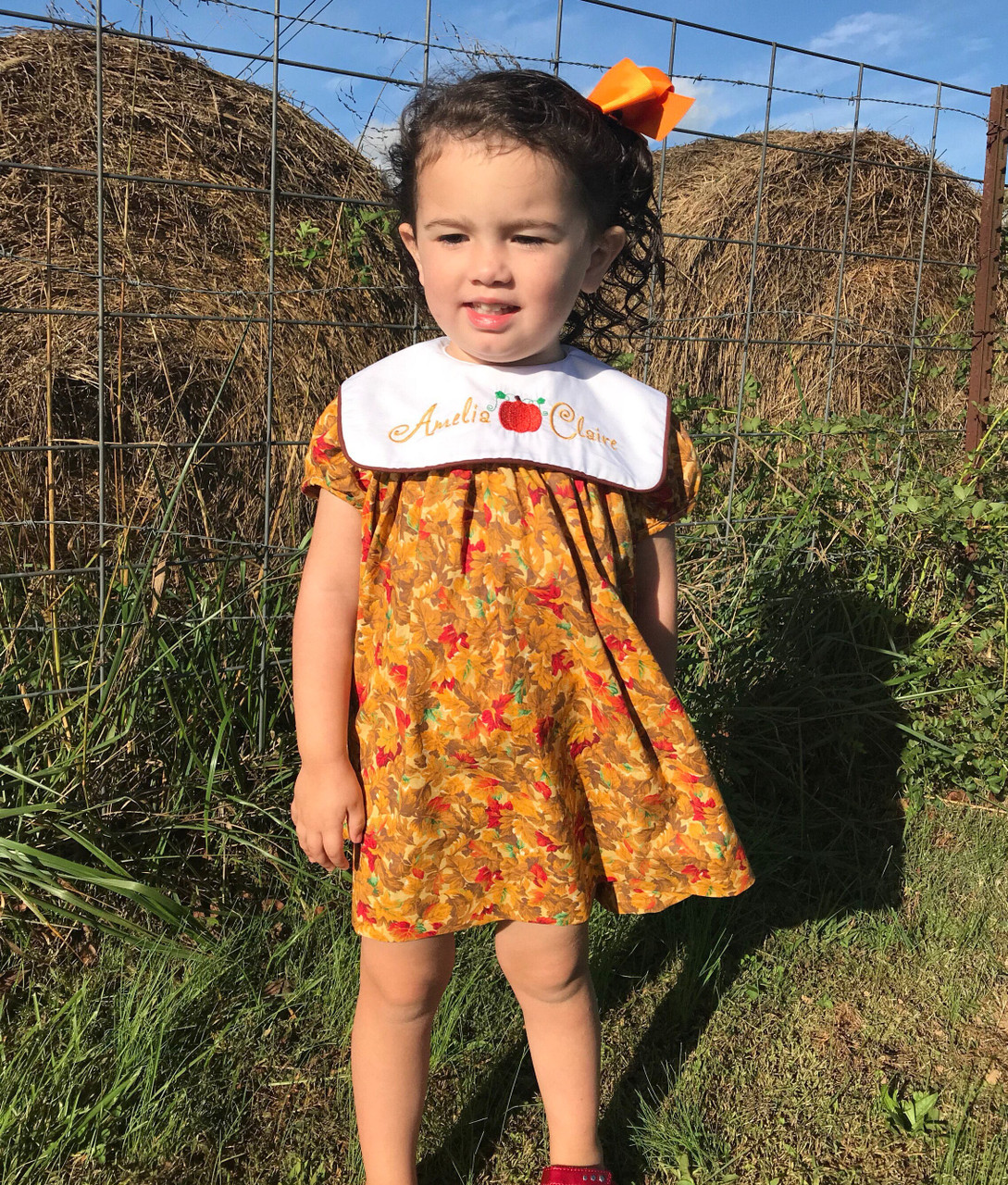 cute toddler dresses thanksgiving Gingham Girls Applique Turkey Dress