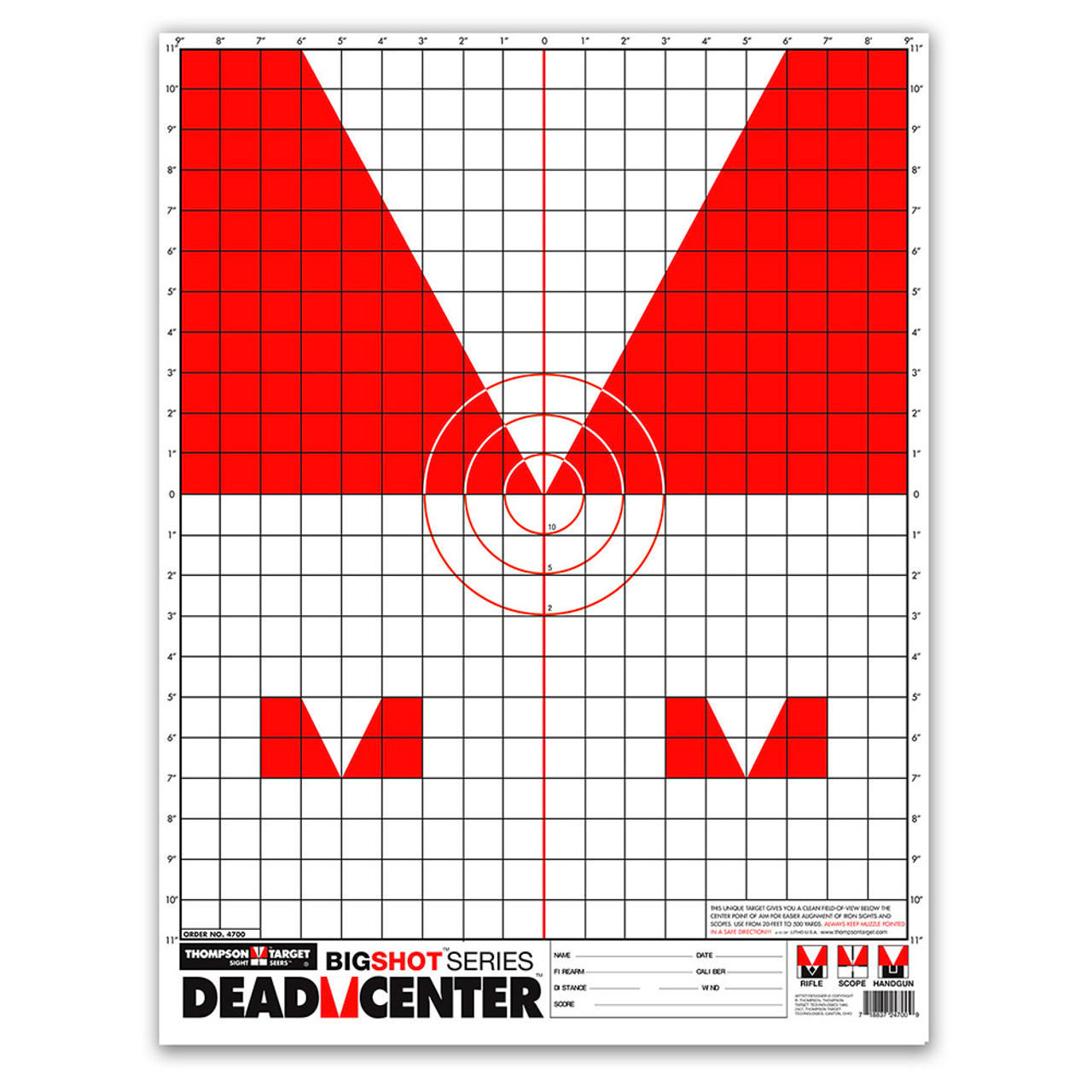 dead center 19 x25 paper iron sight shooting targets