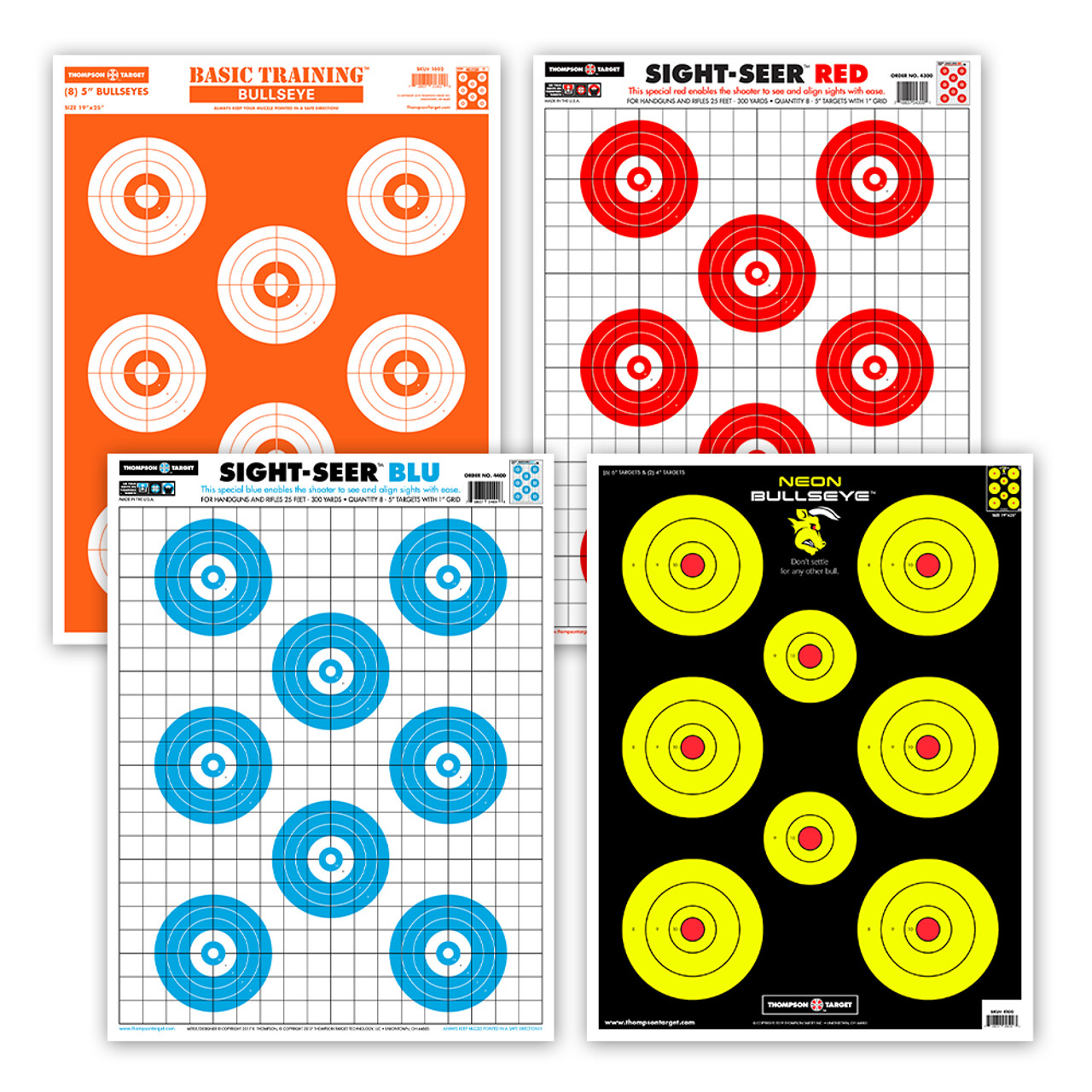 Ultra Bright Bullseye - Shooting Target Combo Pack (100 Targets)