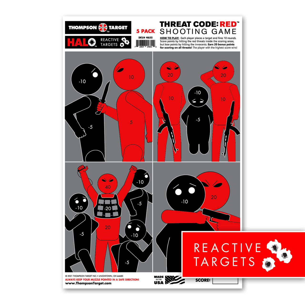 HALO Threat Code RED Reactive Splatter Shooting Targets 12.5/